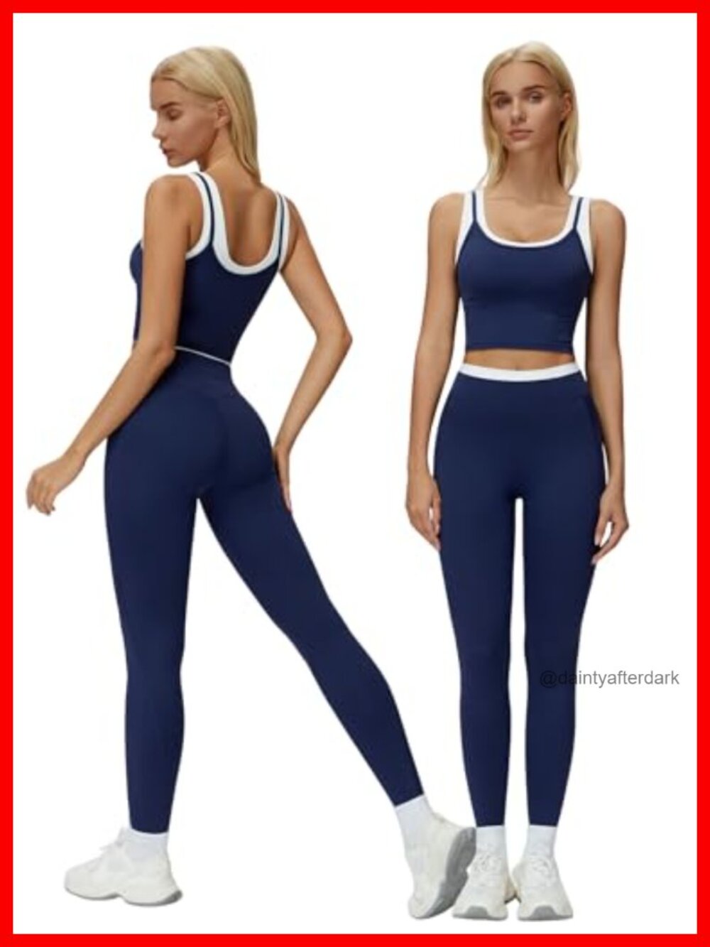 2 Piece Workout Set Racerback Tank & High Waist Leggings Athletic Activewear
